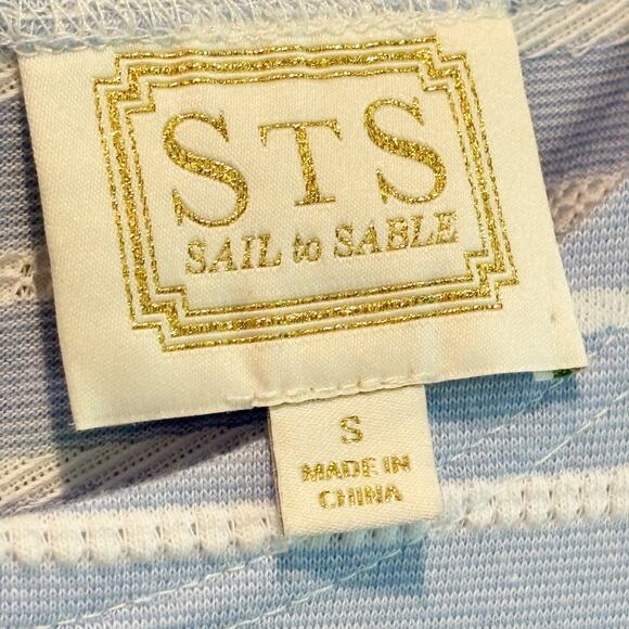 Sail To Sable Embroidered Stripe Short Sleeve T-Shirt Dress - size Small - Picture 2 of 5